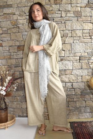 Loom & Thread Pin Tuck Blouse Washed Oat /40=